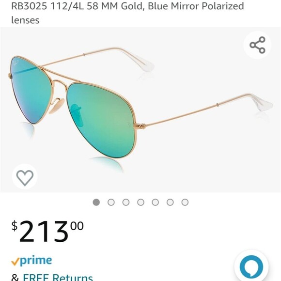 Ray Ban RB3025 112/4L 58 MM Gold, Blue Mirror Polarized Aviator - Picture 8 of 13